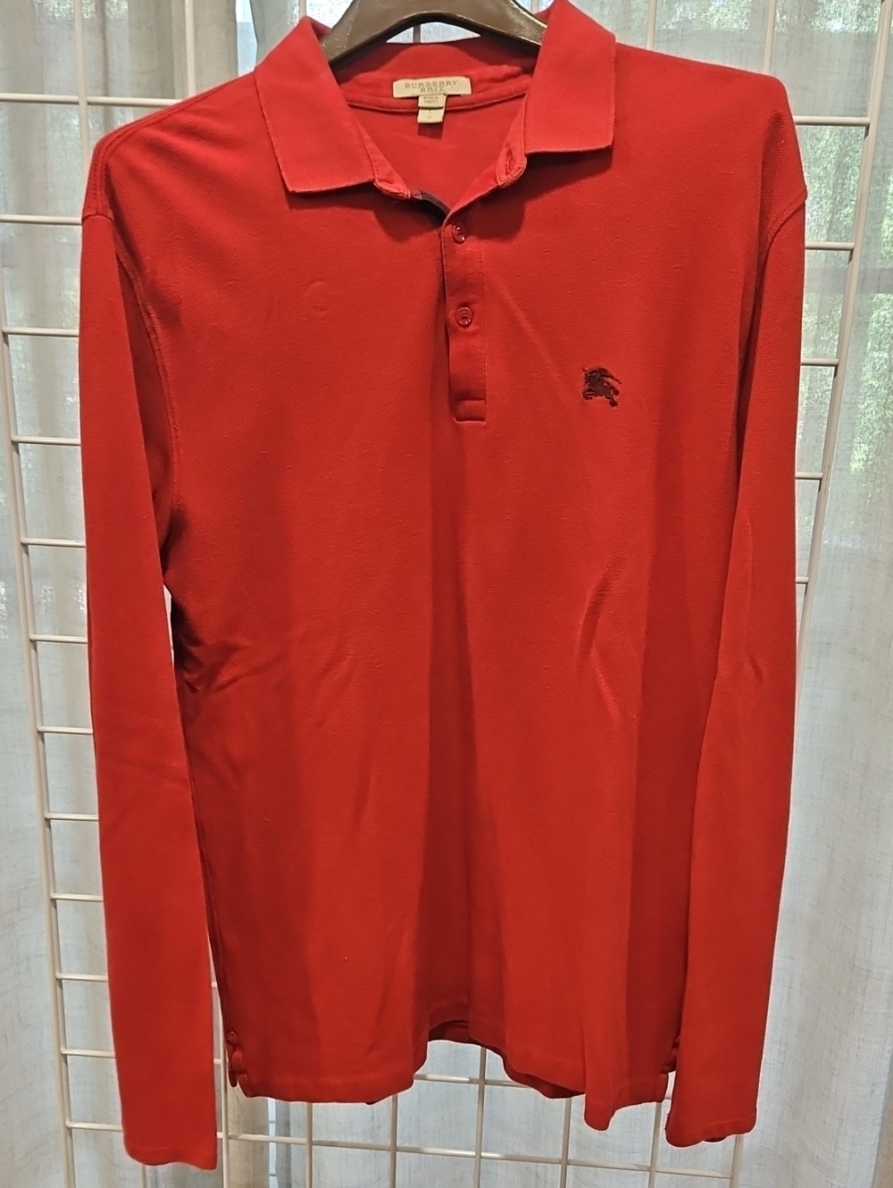 Burberry Brit BURGUNDY Long Sleeve Polo with Embroidered Logo